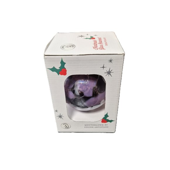 VTG Zorza Mouthblown Glass Ornament – Purple Iridescent 4" Poland Y2K Christmas - Picture 2 of 7